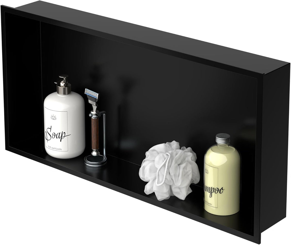 Inbouwnis badkamer - Wandnis - 60x30x10 cm - Zwart - LuxeBath