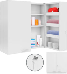 Jago® Medicijnkastje - afsluitbaar, XXL, 14 vakken, 2 deuren, hangend, wit - apothekerskast, huisapotheek, medicijnorganizer, EHBO-kast, medicijnkastje, medicijnkastje