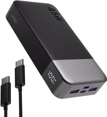 NOBIS Powerbank, powerbank 20.000 mAh, 45 W externe mobiele telefoonbatterijen, snel opladen, externe accu met C naar C-kabel, draagbare oplader met digitaal display voor iPhone, Android laptop, enz.