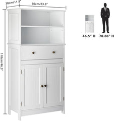 Badkamerkast - Badkamermeubel - 60x30x118 cm - Wit - LEADZM