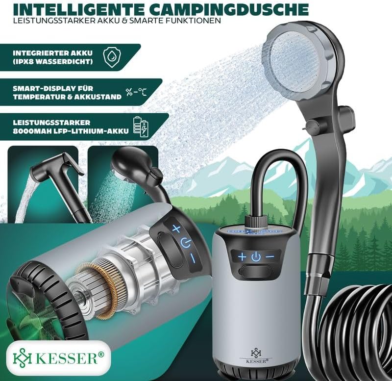 KESSER® Campingdouche - Tuindouche - Mobiele douche - Grijs