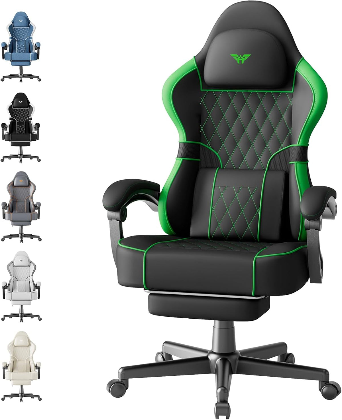 Ergonomische Bureaustoel - Office Chair - Gamestoel - Volwassenen - Zwart/Groen - Ferghana