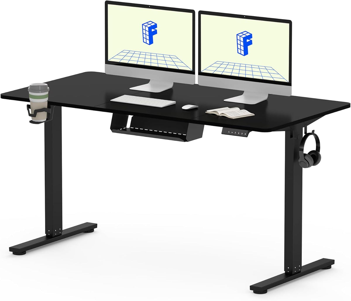 Zit sta bureau - Elektrisch - Verstelbaar - 140x60 cm - Zwart - QE1B - FLEXISPOT