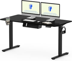 Zit sta bureau - Elektrisch - Verstelbaar - 140x60 cm - Zwart - QE1B - FLEXISPOT