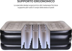 RichYa Eenpersoons luchtmatras, 197 × 97 × 57 cm, ingebouwde elektrische pomp, drijvende toplaag, PVC-materiaal, geschikt voor gezinsuitstapjes, kantoor en andere gelegenheden.