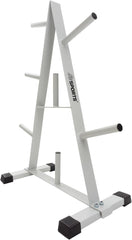 ScSPORTS® Schijfstandaard - 30 mm, 7 schijfhouders, max. 200 kg, zwart/wit - halterschijvenstandaard, halterstandaard, halterstandaard, halterstandaard voor krachttraining