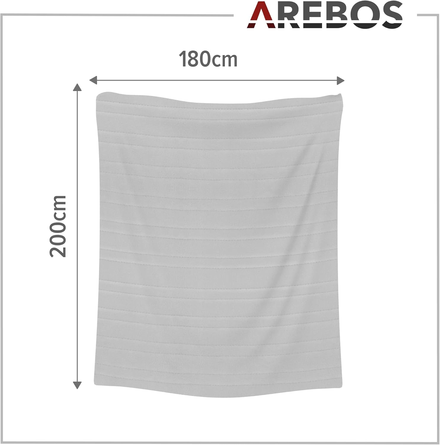 Arebos Elektrische deken van pluche, 200 x 180 cm, elektrische warmtedeken met automatische uitschakeling, machinewasbaar, timer, oververhittingsbeveiliging, voorverwarmingsfunctie, 9 warmtestanden,
