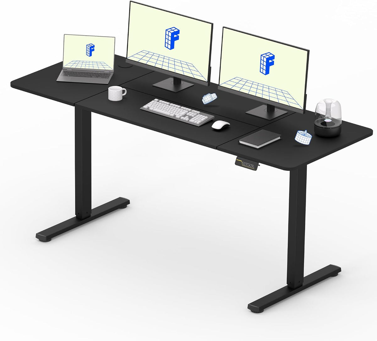 Zit sta bureau - Elektrisch - Verstelbaar - 160x60 cm - Zwart - QE1B - FLEXISPOT