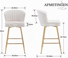 Barkrukken set van 2 - Barstoel met rugleuning - Barkruk - Barstoelen - Beige - Chairus
