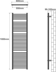 Badkamer radiator - Handdoekradiator - Verwarming Badkamer - 180x60 cm - Wit - Aquamarin