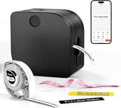 Phomemo P12 labelprinter: Bluetooth labelapparaat, zelfklevend voor keuken, kruidenpotjes, voorraadblikjes, kleding, waterdicht, huishoudorganisatie, cadeau voor huisvrouwen en ouders