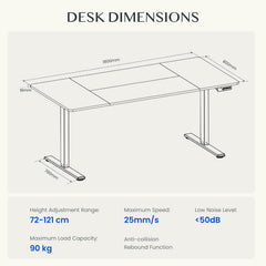 Zit sta bureau - Elektrisch - Verstelbaar - 180x80 cm - Wit/Bruin - QB2D - FLEXISPOT