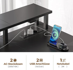 Bureau - Computertafel - Hoekbureau - 163x88 cm - Grijs - Rolanstar
