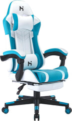 Ergonomische Bureaustoel -  Office Chair - Gamestoel - Volwassenen - Wit/Blauw - HLDIRECT - ZY04
