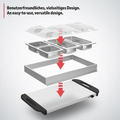 Elektrische buffetwarmer met verwarmingsplaatfunctie, set selectie, temperatuurregelaar, roestvrij staal, warmhoudapparaat, verwarmingsplaat, warmhoudplaat (1, 2 x 2,5 l + 2 x 1 l)