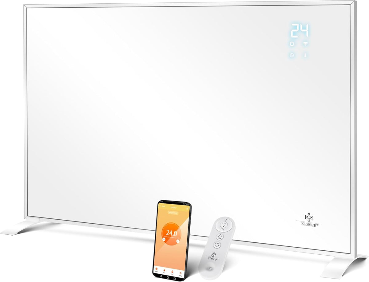 KESSER® Infraroodverwarming, energiebesparend, infrarood staand apparaat en wandmontage, elektrische verwarming, 540 W, met afstandsbediening, thermostaat en app-bediening, elektrisch