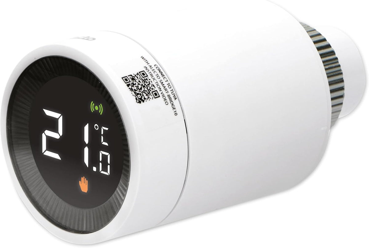 Alecto SMART-HEAT10 Slimme radiatorthermostaat, slimme Zigbee thermostaat, Bridge/Gateway, Tuya, Smart Life app, wit
