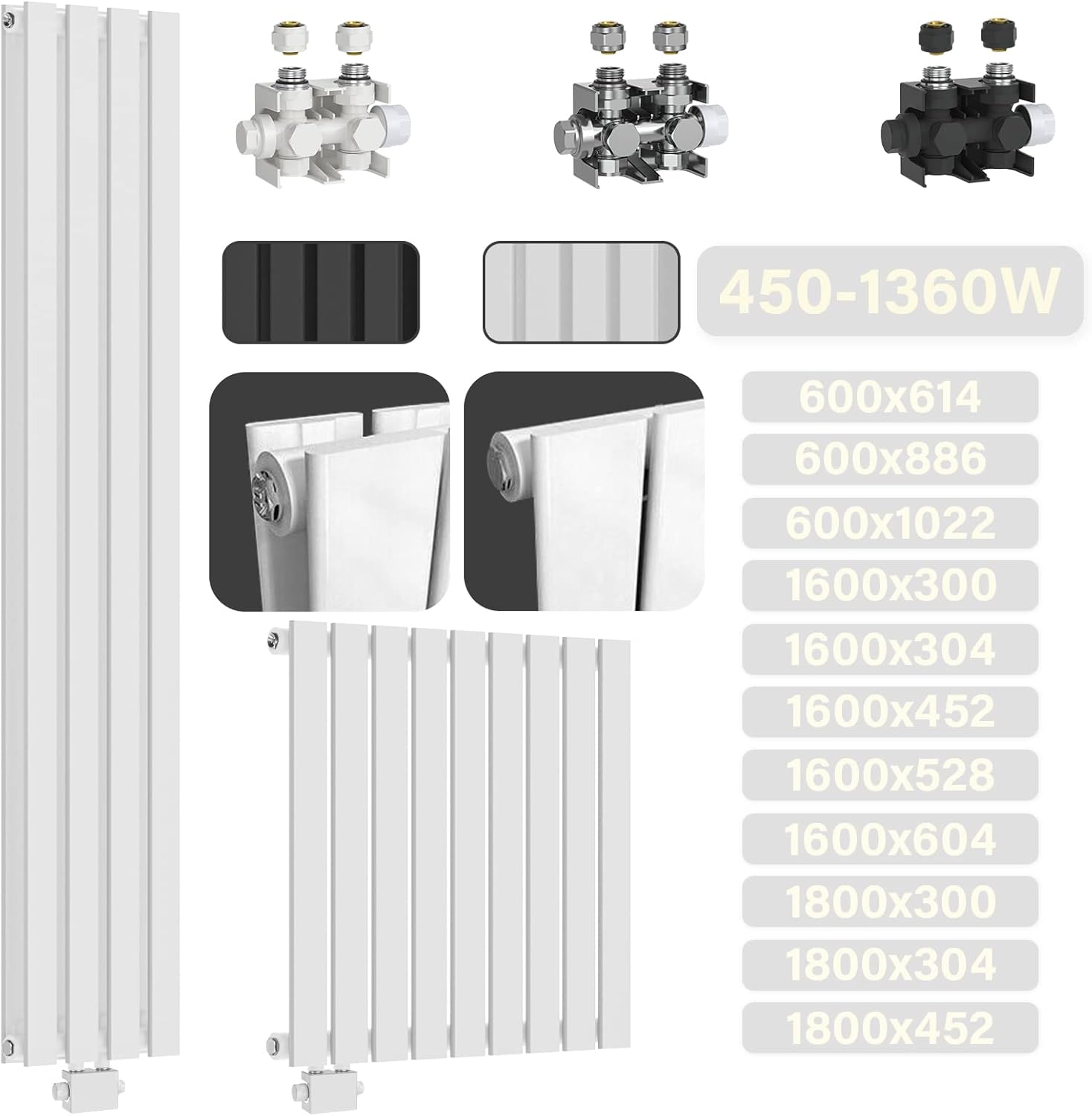 Badkamer radiator - Handdoekradiator - Verwarming Badkamer - 60x88.6x6,9 cm - Wit - Aquamarin