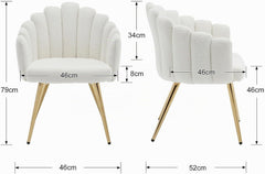 Ya-Home Fauteuil van imitatiebont met gouden metalen poten, gestoffeerde armleuningen, gestoffeerde stoel voor woonkamer/slaapkamer, wit