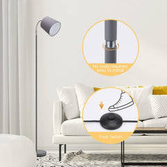 Vloerlamp - Staande lamp - 145 cm - Grijs - Aigostar •