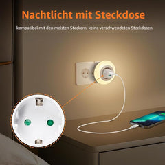 Aigostar 2 stuks nachtlampje met stopcontact en stopcontact, 3 kleuren nachtlampje met lichtsensor en touch-bediening voor slaapkamer, hal, keuken, trappen en badkamer