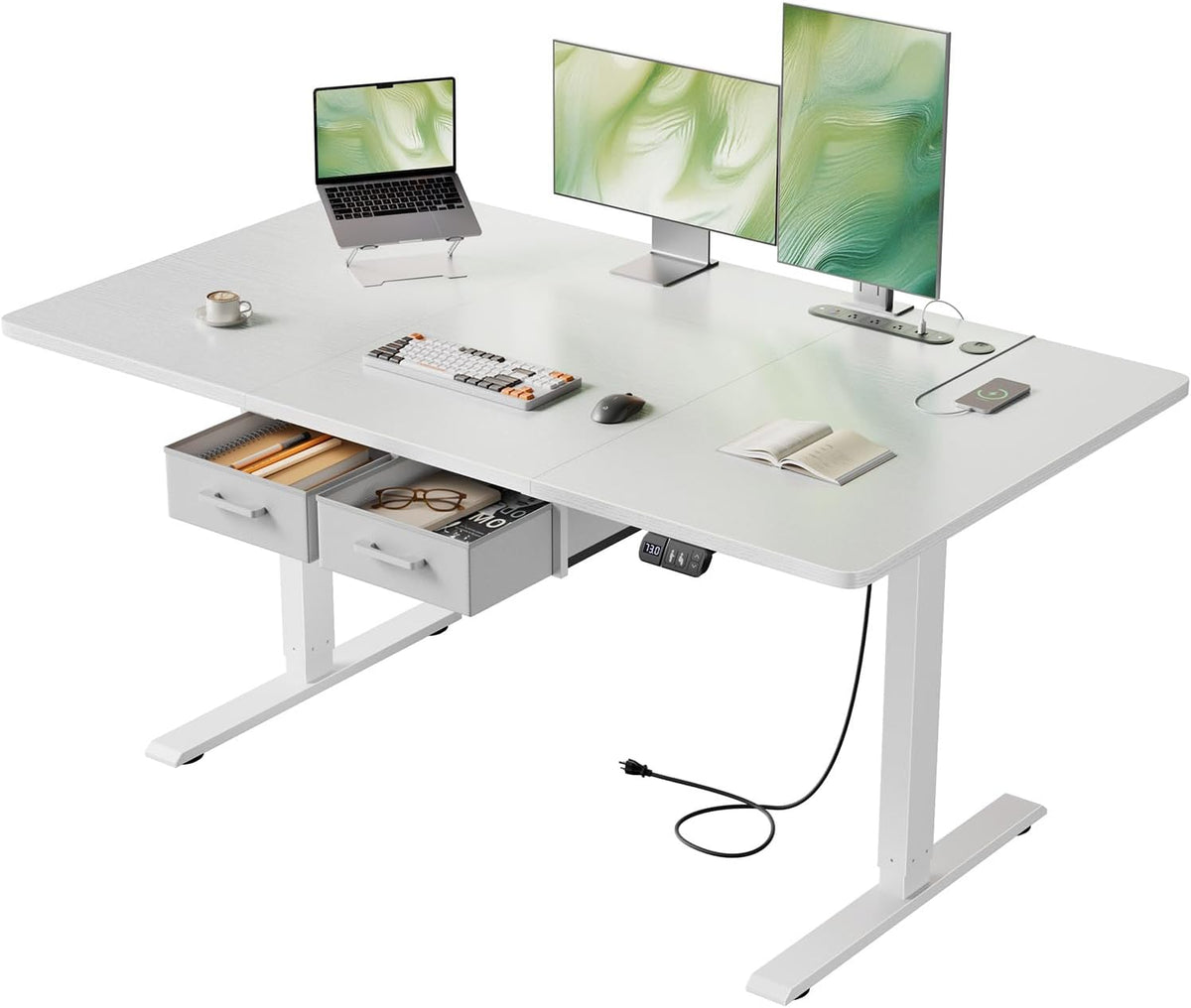 Zit sta bureau - Elektrisch - Verstelbaar - 140x80cm - Wit - HLDIRECT