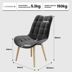 Eetkamerstoelen - Set van 6 - Fluweel - Donkergrijs - MIADOMODO®