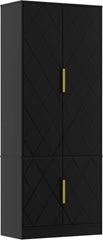 UEV Hoge kast met 4 deuren, keukenkast, badkamerkast, multifunctionele kast, archiefkast met verstelbare plank, veelzijdig inzetbaar voor kantoor, hal, keuken, bijkeuken, 60 x 30 x 150 cm, zwart
