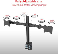 Monitor arm - 2 schermen - Draai, Kantel en Zwenkbaar - Zwart - D1D - Fleximounts