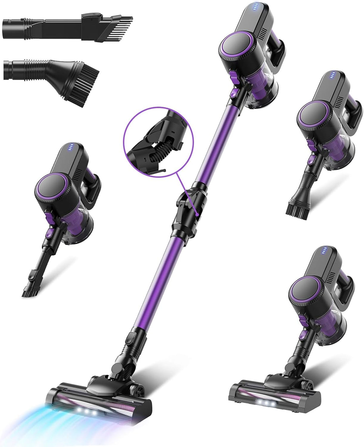 Steelstofzuiger - Draadloos - Stofzuiger Zonder zak - 28KPa - Paars - CYANSHARP