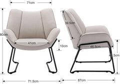 Fauteuil met armleuning - Relaxfauteuil - Relaxstoel - Beige - WAHSON