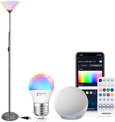 Vloerlamp - Staande lamp LED - 175 cm - Grijs - Aigostar •