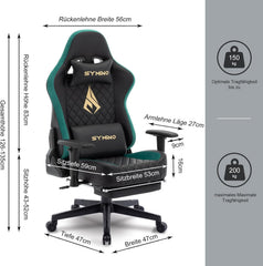 Ergonomische Bureaustoel -  Office Chair - Gamestoel - Volwassenen - Zwart - SYMINO