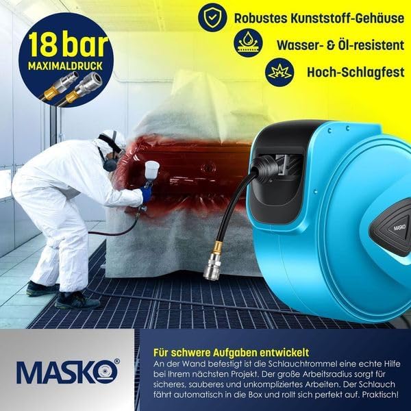 Automatische Luchtslanghaspel - Luchthaspel - 30 meter - Blauw