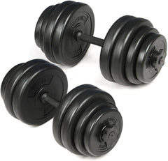 Physionics® Korte halterset, 20 kg, gekartelde handgreep, Ø 25 mm, van kunststof en staal, stersluitingen, halterstangen, korte halters, halterset, korte halterset, gewichten