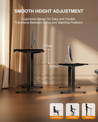 Zit sta bureau - Elektrisch - Verstelbaar - 100x60 cm - Zwart - HLFURNIEU