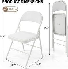 Klapstoelen - Vouwstoelen - Set van 4 - Eettafelstoelen - Wit - VINGLI