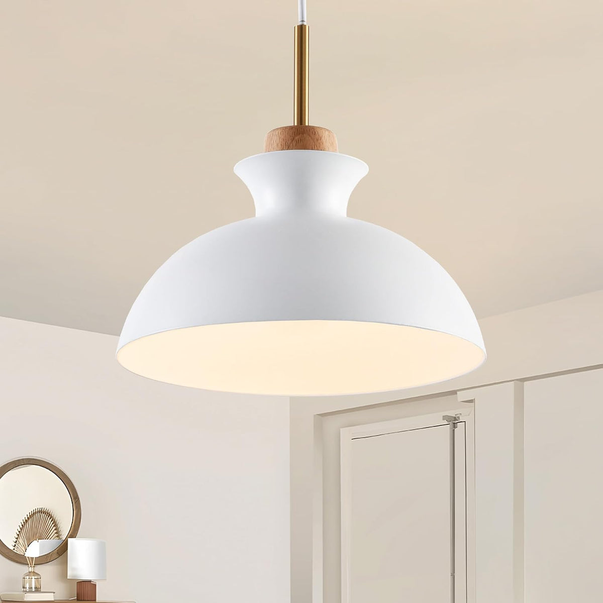 Parrot Uncle Witte metalen plafondlampenkap, 28 cm, moderne plafondhanglampenkap voor woonkamer, slaapkamer, keuken, eetkamer, café en restaurant (gloeilamp niet inbegrepen)