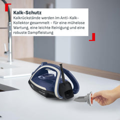 Tefal Ultragliss Plus anti-kalk stoomstrijkijzer, 2800 watt, afneembare kalkverzamelaar, 50 g/min. stoomafgifte, 260 g/min. stoomstoot, automatische uitschakeling, Made in France, blauw/wit, FV6846