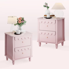 Nachtkastje set van 2 - Bijzettafel - Opbergkastje - 50x40x60 cm - Roze - UEV