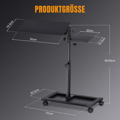 GTPLAYER toetsenbord- en muisstandaard, in hoogte verstelbaar 58-83 cm, ergonomisch, verstelbare kantelhoek voor toetsenbord en muis, met wielen, inclusief toetsenbordmat en muismat – voor thuiswerkplek en gaming