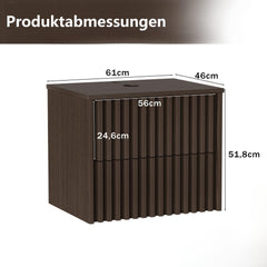 UEV Wastafelonderkast voor gastentoilet/kleine badkamer, wastafel klein 61 cm, badkamerkast, badkamerkast, wastafelonderkast hangend, wastafelonderkast met voldoende opbergruimte, ruimtebesparend