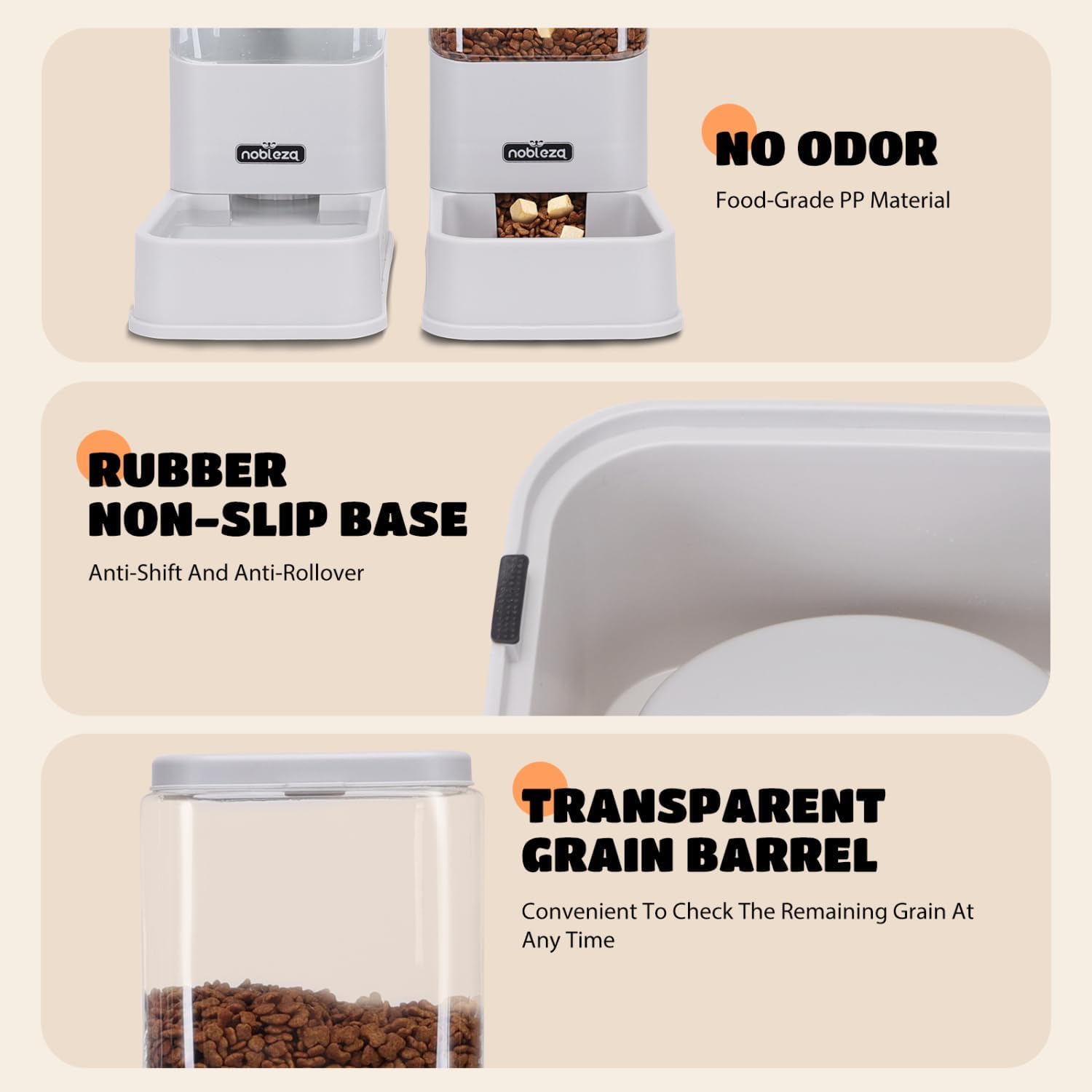 Nobleza Automatische voer- en waterbak - 3,8L - 2 stuks