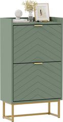 UEV Schoenenkast met 2 kleppen smal, schoenenkast 50x24x103,5cm (groen)