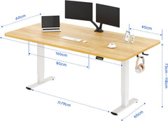Zit sta bureau - Elektrisch - Verstelbaar - 160x60 cm - Wit/Bruin - QE1M - FLEXISPOT
