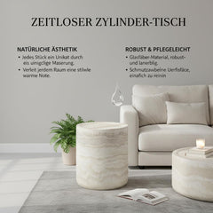 Scandinavisch bijzettafel - van glasvezelversterkt kunststof met een travertinlook - Lichtgewicht en gemakkelijk schoon te maken