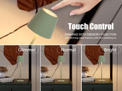 Klighten 2 stuks led-dimbare batterij, groene tafellamp, draadloos, oplaadbaar, warme lichtkleur, 3000 K, tafellamp voor binnen en buiten, met USB-C, aluminium, IP54 waterdicht