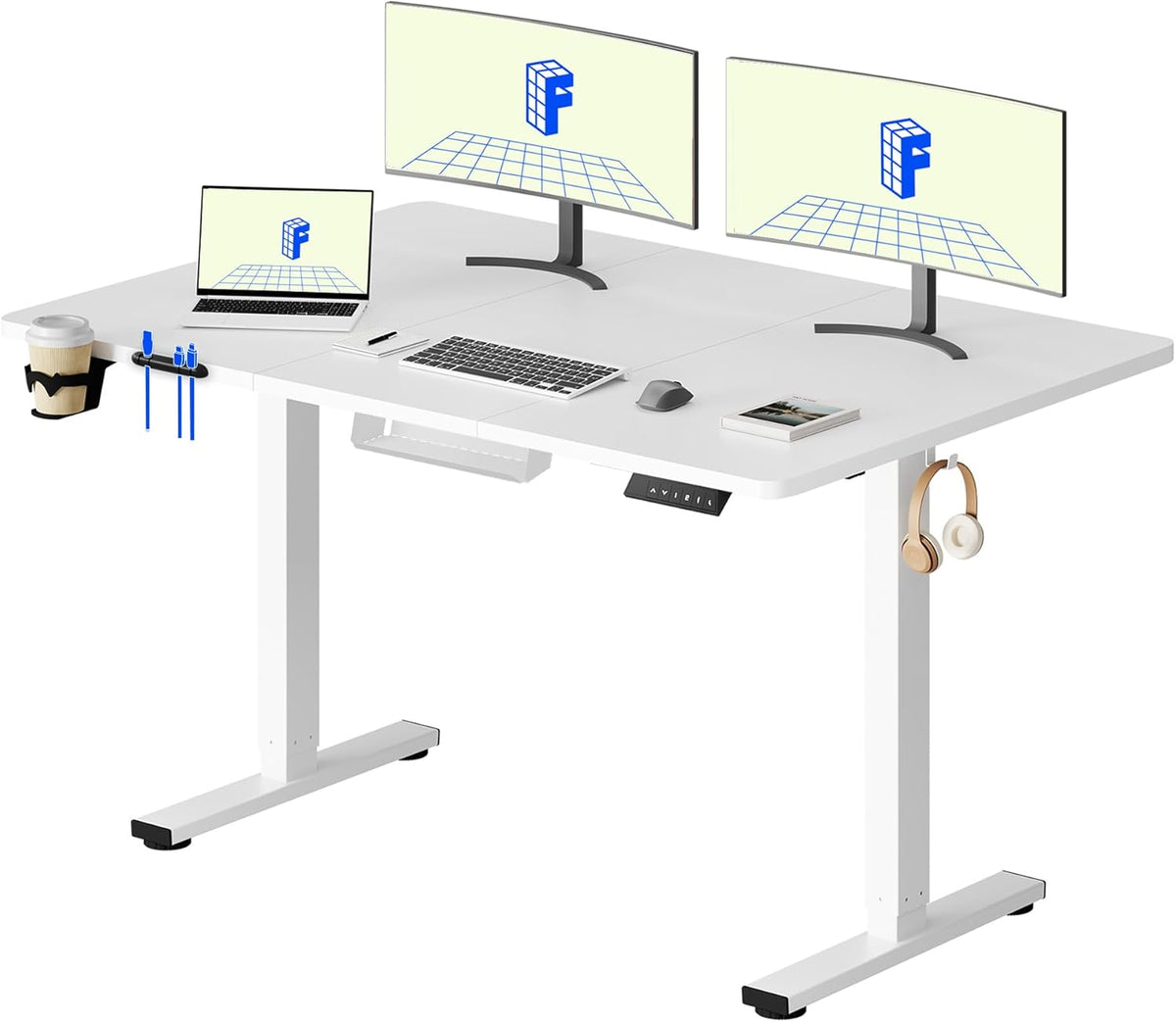 Zit sta bureau - Elektrisch - Verstelbaar - 140x60 cm - Wit - QE1W - FLEXISPOT