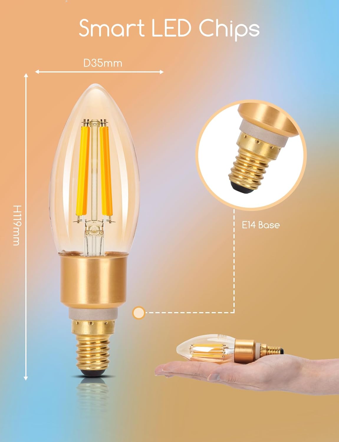 Aigostar LED Gloeilamp - Dimbaar - 4,5W - E14 - 4 Stuks