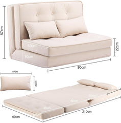 Slaapbank 2 persoons - Logeerbed - Bedbank - 90x210 cm - Beige - COMHOMA